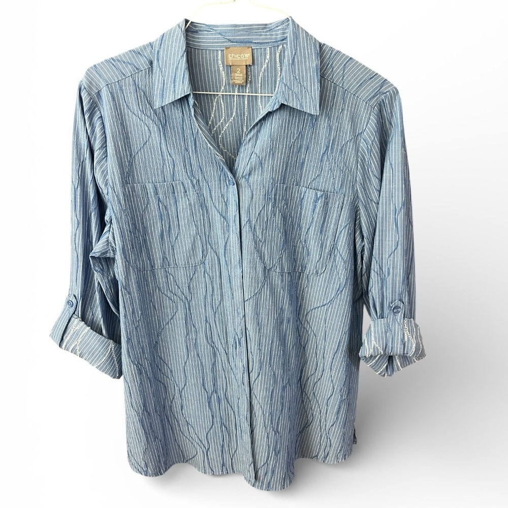 Chico’s Front Button Blouse Size Large